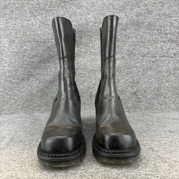 ✅Emanuele Crasto Boots Women's 39/8.5 Chunky Heel Mid Calf Grey Pull On Leather - Picture 5 of 11